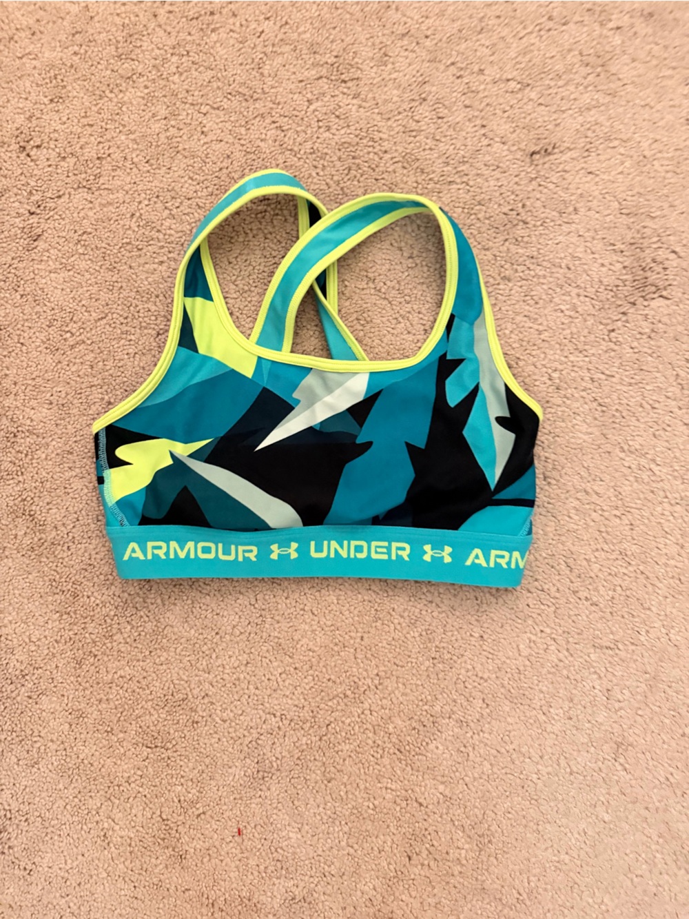 Under Armour Teal & Neon Yellow Racerback Sports Bra